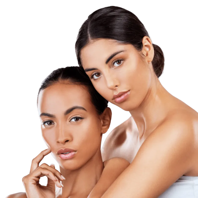 Two female skin care models