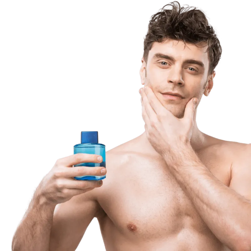 skin care model male with a perfume