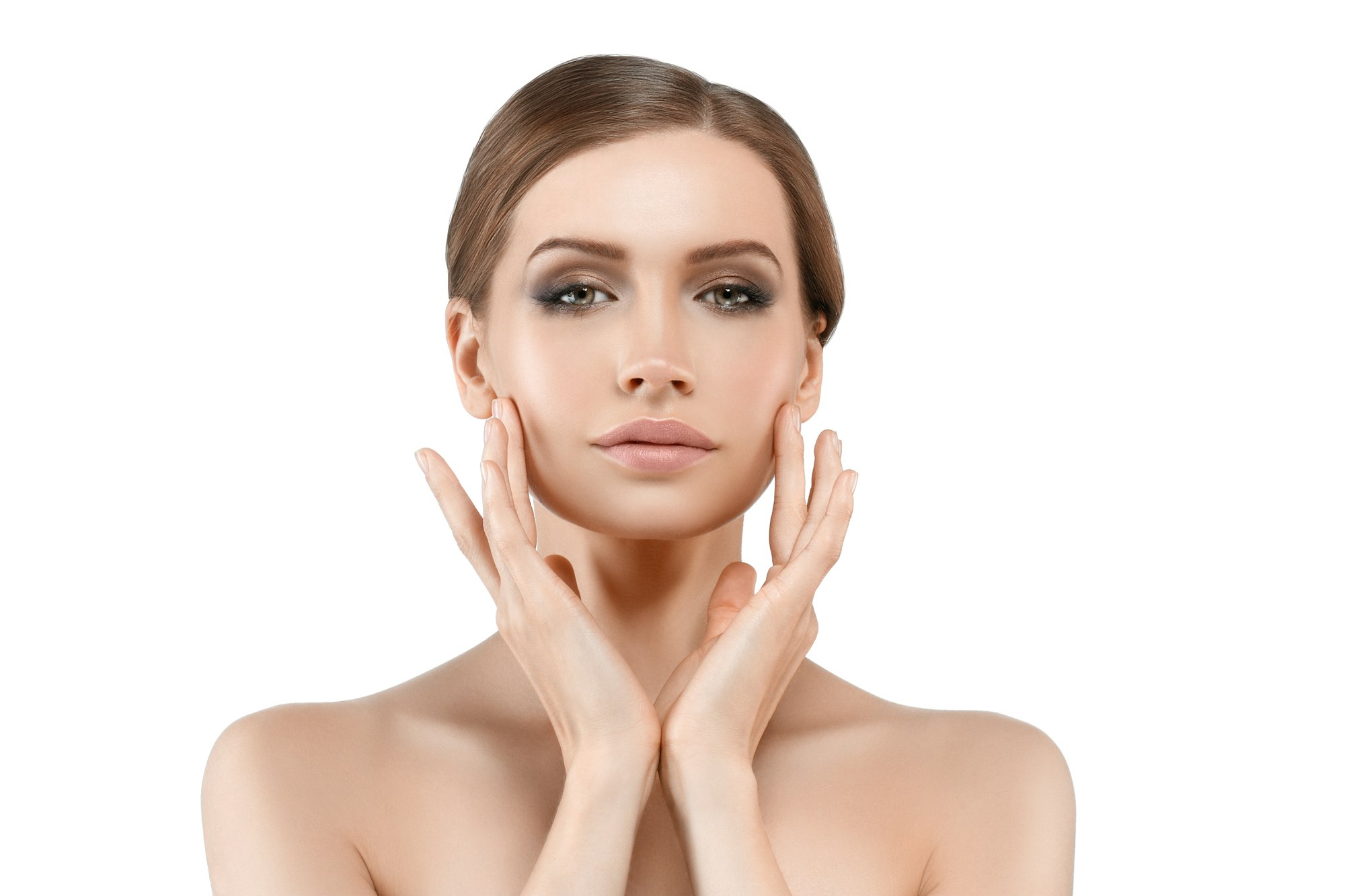 Clean skin woman beautiful young cosmetic skin model